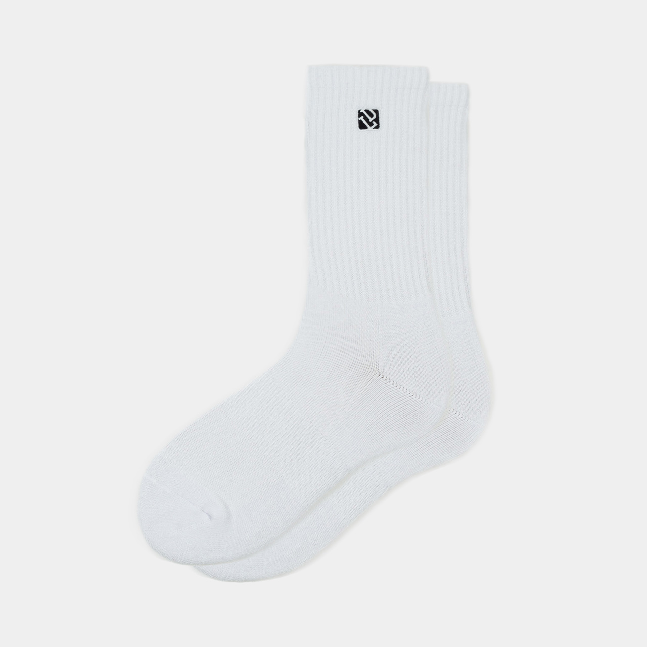 LOGO EMBROIDERY CREW SOCKS-WHITE