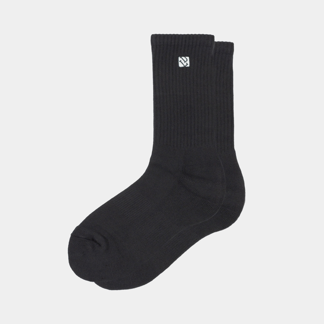 LOGO EMBROIDERY CREW SOCKS-BLACK